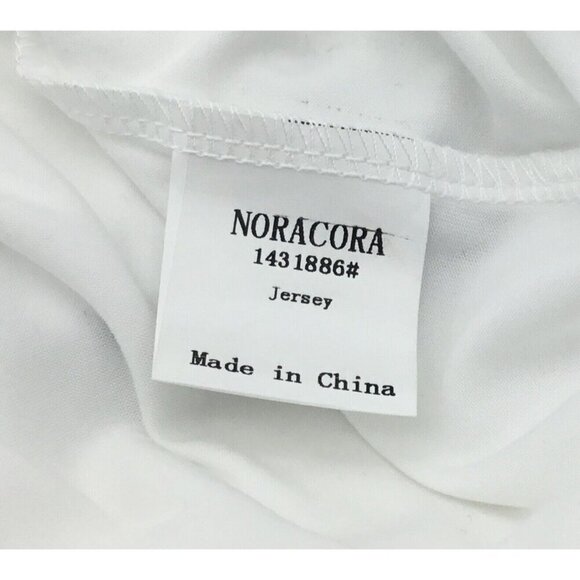 Nora Cora Long Sleeve White Pullover Asymmetric Neck Gingham & Button Accents LG - Picture 9 of 11